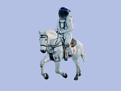 Astronauts ride on horseback 3d model