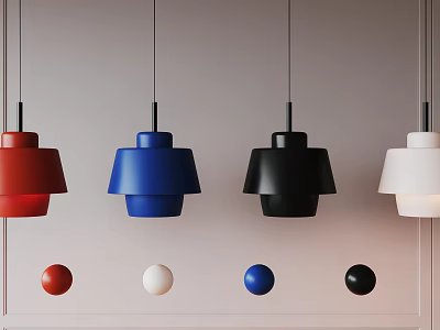 Minimalist Design Pendant Lights In Red Blue Black And White Colors For Modern Home Decor 3d model