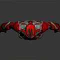 Red Sci Fi Warrior Character With Glowing Chest Core And Armored Suit 3d model