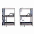 Modern Bunk Beds With Gray Frame Metal Ladder And Double Tier Structure 3d model