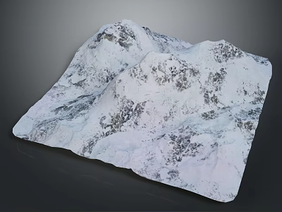 White Snowy Terrain Model With Gray Textures And Irregular Undulating Surface 3d model