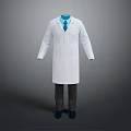 Professional White Long Lab Coat Outfit With Blue Shirt Tie Dark Pants And Shoes