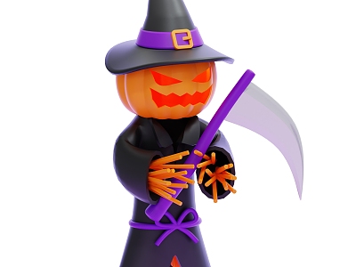 American Halloween Decorations Pumpkin Head Scarecrow Cartoon Halloween Decorations Bat 3d model