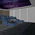 Luxurious Home Theater Room Interior With Starry Sky Ceiling Dark Gray Sofas And Comfortable Seating 3d model