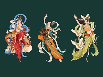 Feitian Yile Dunhuang Art Mogao Grottoes Mural National Dynasty Beauty Fairy Feitian Art Elegant Dance Feitian Strap Dunhuang Feitian Fairy 3d model