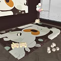 Square Rug Featuring Cartoon Bear Design For Kids Room With Toys And Decor