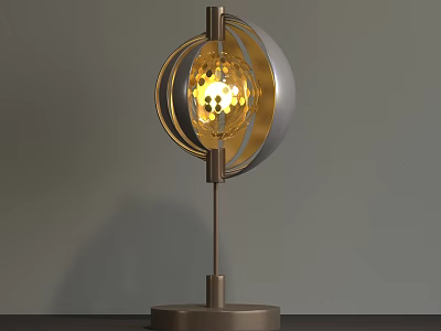 Modern Table Lamp With Metallic Frame And Spherical Glowing Bulb Design 3d model