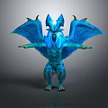 Fantasy Game Movie Character Blue Dragon With Scaled Body And Wings