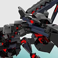 Black and Red Mechanical Dragon with Elaborate Wings Built Using Building Blocks