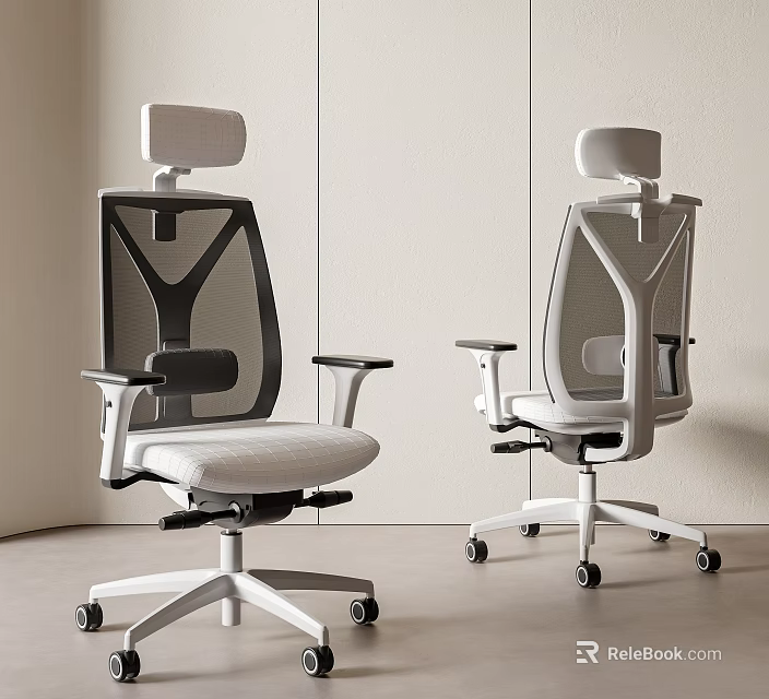 Modern Ergonomic Office Chair With Mesh Back Adjustable Headrest And Swivel Wheels 3d model