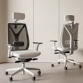 Modern Ergonomic Office Chair With Mesh Back Adjustable Headrest And Swivel Wheels 3d model