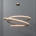 Modern Chandelier With Intertwined Circular Rings Illuminated Light Strips And Metal Frame