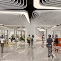 Modern Mall Shop Interior With Curved Ceiling Design Shoppers Walking Bright Open Space