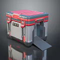 Red And Gray Portable Storage Box With Open Door And Secure Lid Design