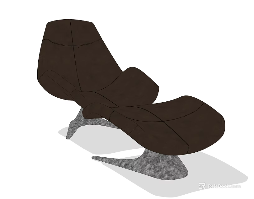 Modern Brown Leather Lounge Chair With Streamlined Design And Unique Gray Base 3d model