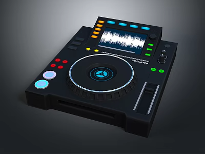 Professional DJ Controller With Colorful Buttons Knobs Display Screen And Waveform Logo 3d model