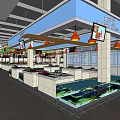 Supermarket Fresh Produce Section With Green Stalls Digital Screens And Assorted Fruits Vegetables