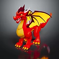 Fierce Fantasy Game Character Red Dragon With Yellow Wings And Belly