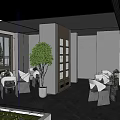 Sand table negotiation table and chair area sand table tree wine cabinet wine rack wall lamp 3d model