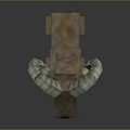Brown Blocky Ram 3D Model With Curved Striped Horns In Pixel Art Style