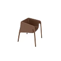 Modern Brown Leather Dining Chair With Armrest And Sleek Legs Design