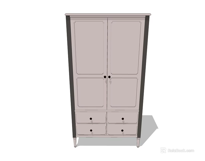 Simple Design Double Door Wardrobe With Drawers For Functional Home Storage 3d model 
