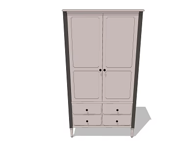 Simple Design Double Door Wardrobe With Drawers For Functional Home Storage 3d model