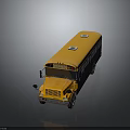 Yellow School Bus With Roof Hatches Side Windows Stop Sign And Side Door