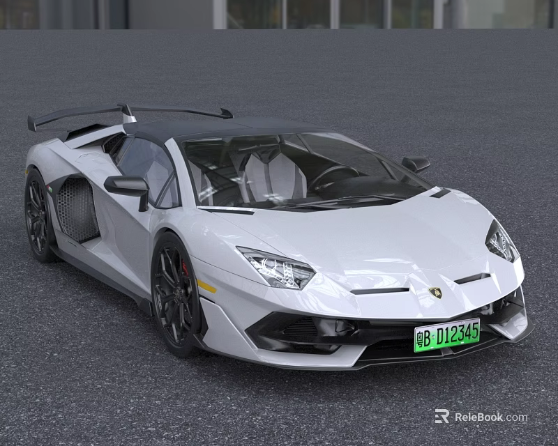 White Sports Car with Sleek Aerodynamic Design Black Roof and Sporty Wheels 3d model 