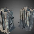 Two Tall Residential Buildings Exterior With Multiple Windows And Graffiti At Base
