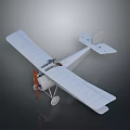 Vintage White Biplane Model Airplane With Red Propeller And White Wheels