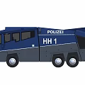 Blue Heavy Duty Truck with Roof Warning Lights HH1 Marking and Multiple Windows
