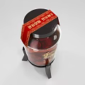 Reishi Wine Glass Bottle with Red Strap and Black Stand Featuring Traditional Chinese Design