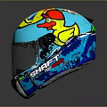 Blue Yellow Red Graphic Design Motorcycle Helmet With Visor And Strap