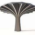 Modern Artistic Column Featuring Fan Shaped Radiating Design Black Gold Stripes And Lighting