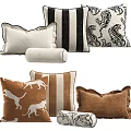 Decorative Pillows with Animal Prints Stripes and Various Shapes in Brown and Black White