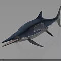 Blue Prehistoric Ichthyosaur Marine Creature Model With White Patches And Long Snout
