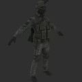 Game and Movie Military Character In Camouflage Uniform With Tactical Vest And Helmet