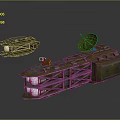 Green Military Weapon System With Two Units Satellite Dish And Missile Launch Compartments