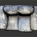 Worn Stained Brown Leather Two Seater Sofa With Grass Growing Underneath Dark Background