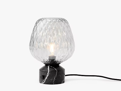 Modern Table Lamp With Transparent Textured Glass Shade And Black Marble Base 3d model