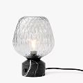 Modern Table Lamp With Transparent Textured Glass Shade And Black Marble Base