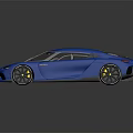 Blue Modern Sports Car With Sleek Aerodynamic Design And Glossy Exterior