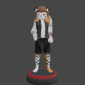 Anthropomorphic Cartoon Tiger Character With Green Eyes Black Vest And Striped Tail