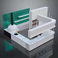 Modern Reception Desk With Green Tiled Backdrop White Structure And Marble Countertop