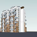 Modern Multistory Apartment Building Exterior With Multiple Balconies And Brown White Facade