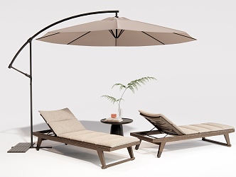 Outdoor Recliner Beach Chair Outdoor Chair Sun Umbrella 3d model