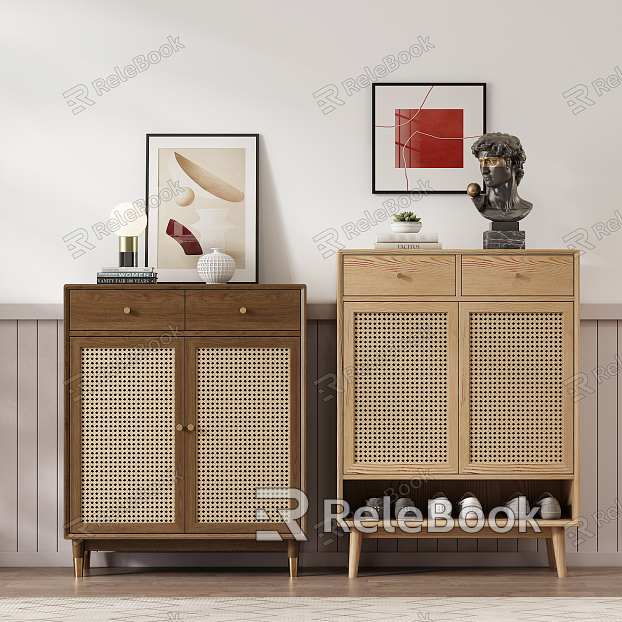 Nordic Shoe Cabinet Rattan Shoe Cabinet Side Cabinet model