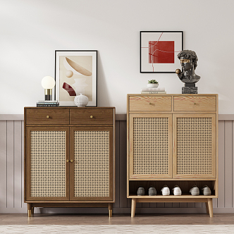 Nordic Shoe Cabinet Rattan Shoe Cabinet Side Cabinet 3d model