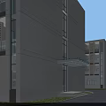 Modern Office Building With White Facade Glass Windows And Green Surroundings